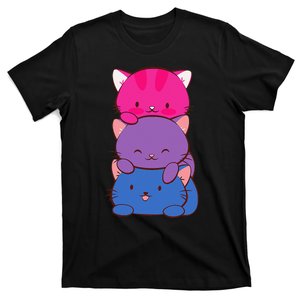 Bisexual Pride Kawaii Kitty Cat Stack Anime T-Shirt