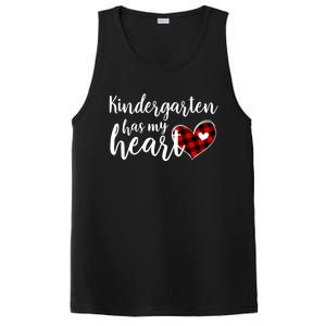 Buffalo Plaid Kindergarten Has My Heart Teacher Valentines Gift PosiCharge Competitor Tank