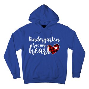 Buffalo Plaid Kindergarten Has My Heart Teacher Valentines Gift Hoodie