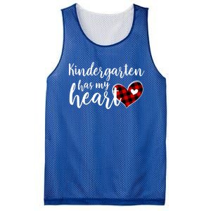 Buffalo Plaid Kindergarten Has My Heart Teacher Valentines Gift Mesh Reversible Basketball Jersey Tank