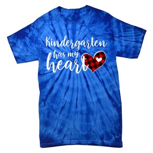 Buffalo Plaid Kindergarten Has My Heart Teacher Valentines Gift Tie-Dye T-Shirt