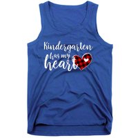 Buffalo Plaid Kindergarten Has My Heart Teacher Valentines Gift Tank Top