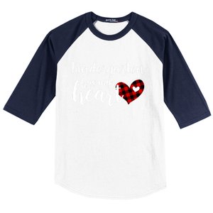 Buffalo Plaid Kindergarten Has My Heart Teacher Valentines Gift Baseball Sleeve Shirt