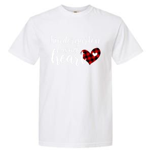 Buffalo Plaid Kindergarten Has My Heart Teacher Valentines Gift Garment-Dyed Heavyweight T-Shirt