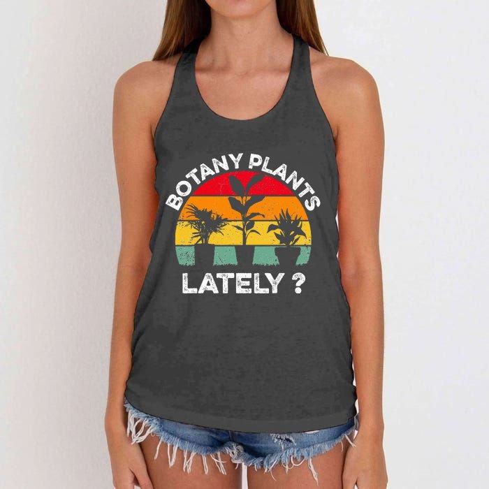 Botany Plants Lately Funny Botanist Pun Vintage Sunset Women's Knotted Racerback Tank