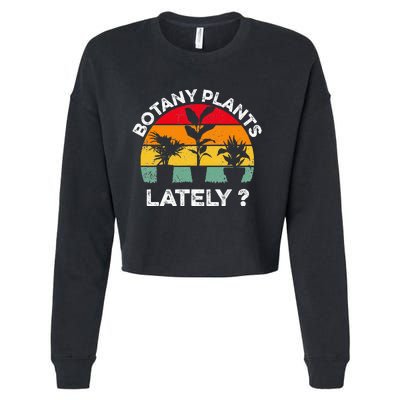 Botany Plants Lately Funny Botanist Pun Vintage Sunset Cropped Pullover Crew