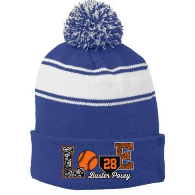 Buster Posey Love My Player Meaningful Gift Meaningful Gift Apparel Stripe Pom Pom Beanie