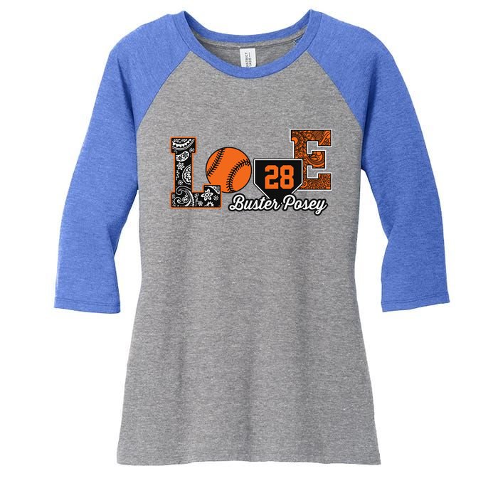 Buster Posey Love My Player Meaningful Gift Meaningful Gift Apparel Women's Tri-Blend 3/4-Sleeve Raglan Shirt