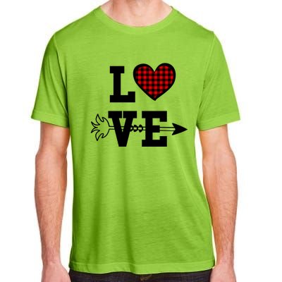 Buffalo Plaid Love Heart Great Gift Valentine's Day Pajama Top Gift Adult ChromaSoft Performance T-Shirt