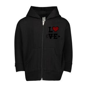 Buffalo Plaid Love Heart Great Gift Valentine's Day Pajama Top Gift Toddler Zip Fleece Hoodie