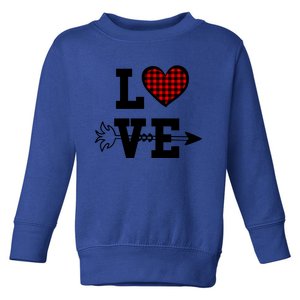 Buffalo Plaid Love Heart Great Gift Valentine's Day Pajama Top Gift Toddler Sweatshirt