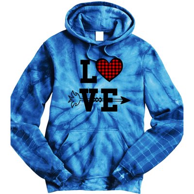 Buffalo Plaid Love Heart Great Gift Valentine's Day Pajama Top Gift Tie Dye Hoodie