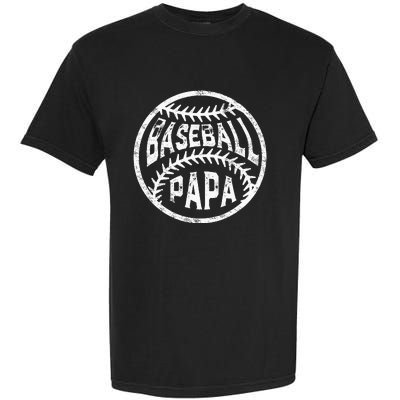 Baseball Papa Leopard Love Baseball Fathers Day Garment-Dyed Heavyweight T-Shirt