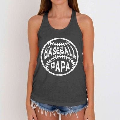 Baseball Papa Leopard Love Baseball Fathers Day Women's Knotted Racerback Tank