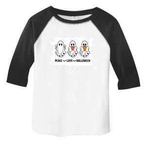 Bleached Peace Love Halloween Pumpkin Ghost Groovy Custume Gift Toddler Fine Jersey T-Shirt