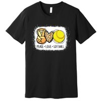 Bleached Peace Love Softball Mom Leopard Print Mothers Day Premium T-Shirt