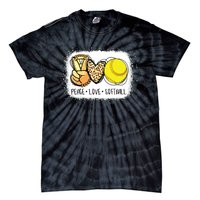 Bleached Peace Love Softball Mom Leopard Print Mothers Day Tie-Dye T-Shirt