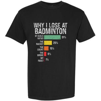 Badminton Player Lover Funny Why I Lose At Badminton Garment-Dyed Heavyweight T-Shirt