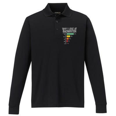 Badminton Player Lover Funny Why I Lose At Badminton Performance Long Sleeve Polo