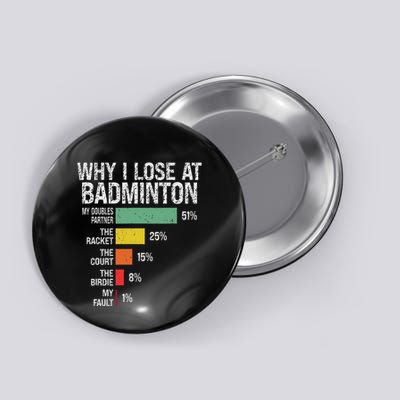 Badminton Player Lover Funny Why I Lose At Badminton Button