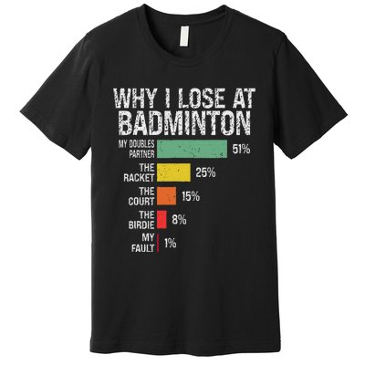 Badminton Player Lover Funny Why I Lose At Badminton Premium T-Shirt