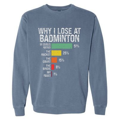 Badminton Player Lover Funny Why I Lose At Badminton Garment-Dyed Sweatshirt