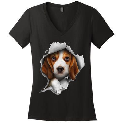 Beagle Puppy Lover Beagle Tee Beagle dog Women's V-Neck T-Shirt