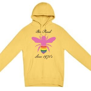 Bee Proud Lgbtq Hippie Since 1970 Great Gift Premium Pullover Hoodie