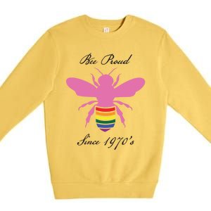 Bee Proud Lgbtq Hippie Since 1970 Great Gift Premium Crewneck Sweatshirt