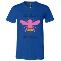 Bee Proud Lgbtq Hippie Since 1970 Great Gift V-Neck T-Shirt