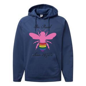 Bee Proud Lgbtq Hippie Since 1970 Great Gift Performance Fleece Hoodie