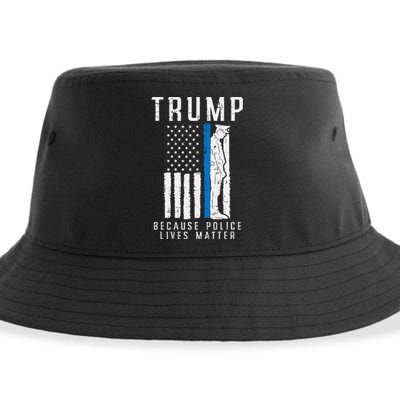 Because Police Lives Matter Pro Trump Thin Blue Line Us Flag Sustainable Bucket Hat