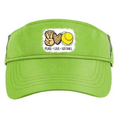 Bleached Peace Love Softball Mom Leopard Print Mothers Day Adult Drive Performance Visor