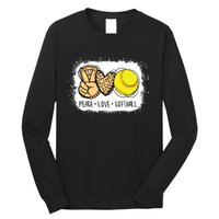 Bleached Peace Love Softball Mom Leopard Print Mothers Day Long Sleeve Shirt