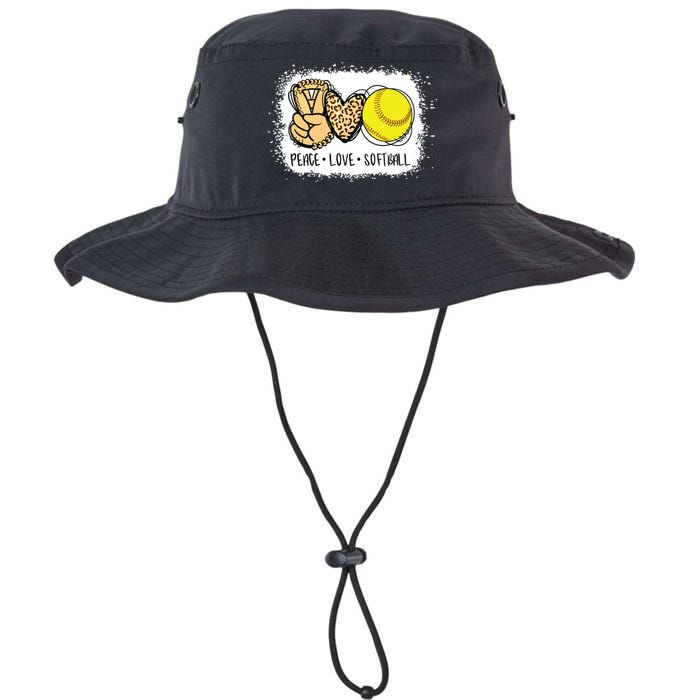 Bleached Peace Love Softball Mom Leopard Print Mothers Day Legacy Cool Fit Booney Bucket Hat