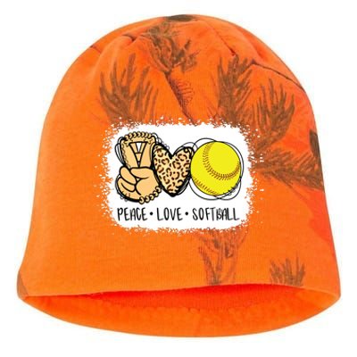 Bleached Peace Love Softball Mom Leopard Print Mothers Day Kati - Camo Knit Beanie