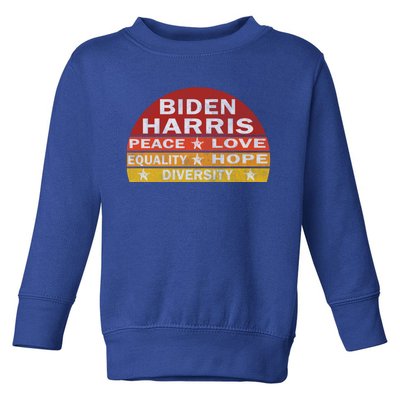 Bidenharris Peace Love Equality Hope Diversity Vintage Gift Toddler Sweatshirt