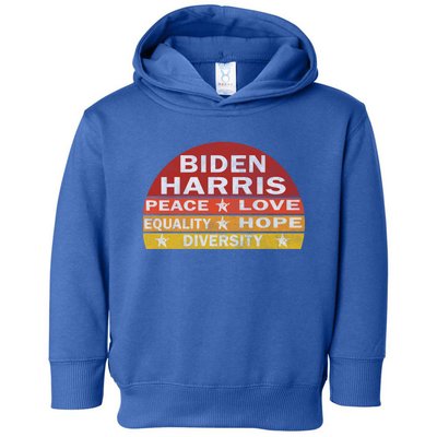 Bidenharris Peace Love Equality Hope Diversity Vintage Gift Toddler Hoodie