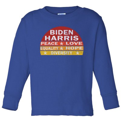 Bidenharris Peace Love Equality Hope Diversity Vintage Gift Toddler Long Sleeve Shirt