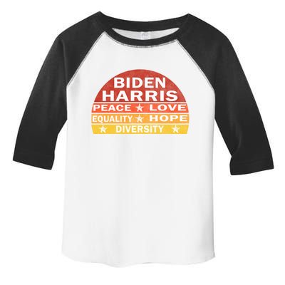 Bidenharris Peace Love Equality Hope Diversity Vintage Gift Toddler Fine Jersey T-Shirt