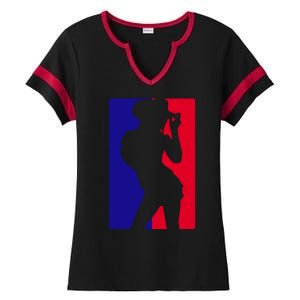 Basketball Parody Logo Funny Cowgirl Ladies Halftime Notch Neck Tee