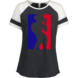 Basketball Parody Logo Funny Cowgirl Enza Ladies Jersey Colorblock Tee