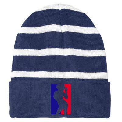 Basketball Parody Logo Funny Cowgirl Striped Beanie with Solid Band