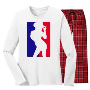 Basketball Parody Logo Funny Cowgirl Women's Long Sleeve Flannel Pajama Set 