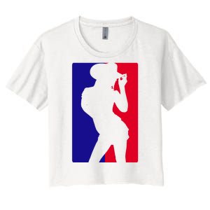 Basketball Parody Logo Funny Cowgirl Women's Crop Top Tee