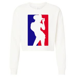 Basketball Parody Logo Funny Cowgirl Cropped Pullover Crew