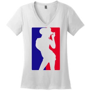 Basketball Parody Logo Funny Cowgirl Women's V-Neck T-Shirt