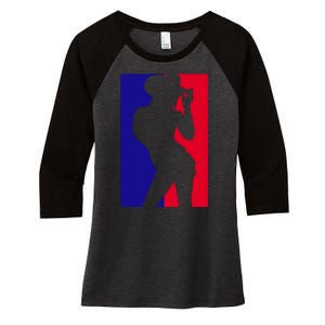 Basketball Parody Logo Funny Cowgirl Women's Tri-Blend 3/4-Sleeve Raglan Shirt