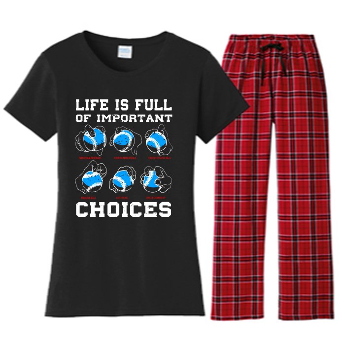 Baseball Pitcher Life Choices Ball Sport Lover Women's Flannel Pajama Set