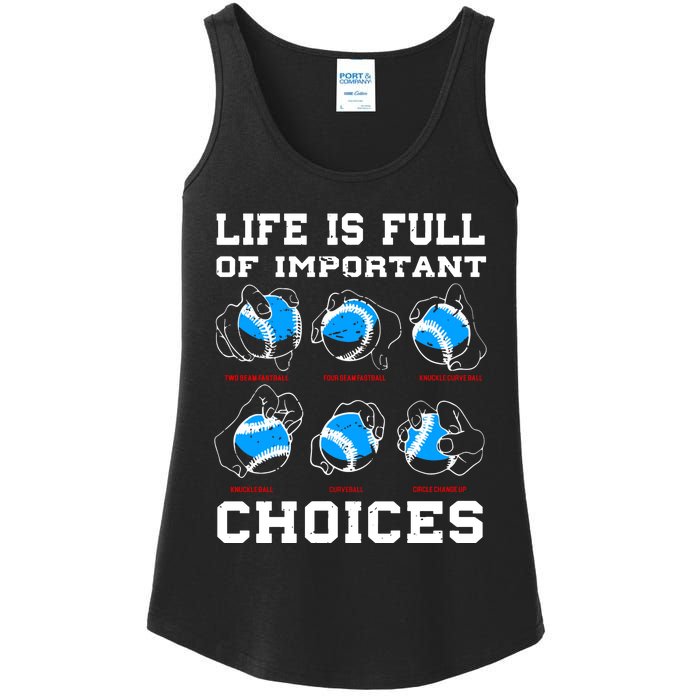 Baseball Pitcher Life Choices Ball Sport Lover Ladies Essential Tank